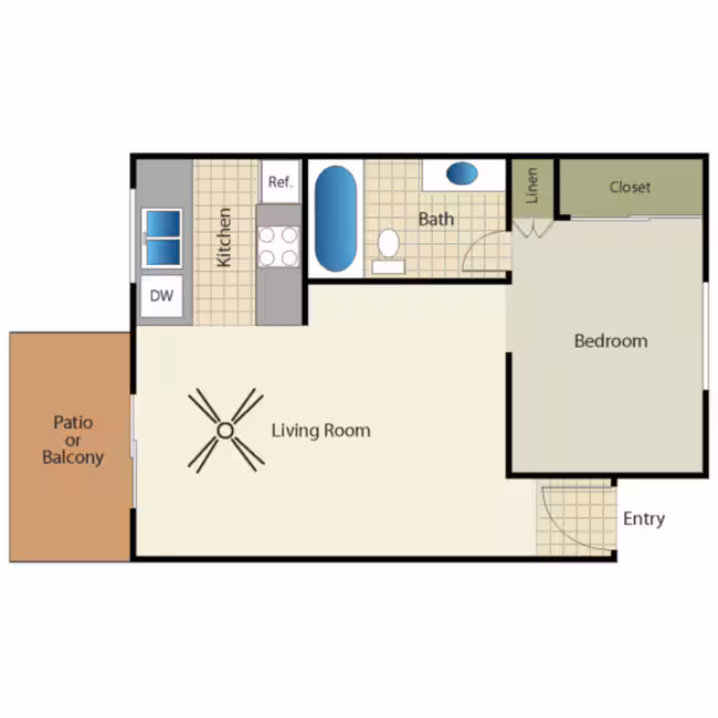 Studio 1 Bath C-20 floor plan